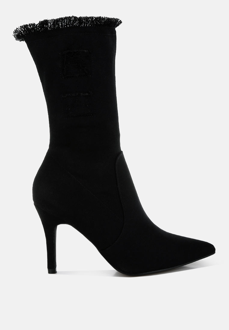 distressed denim mid-calf boots by ruw#color_black-denim