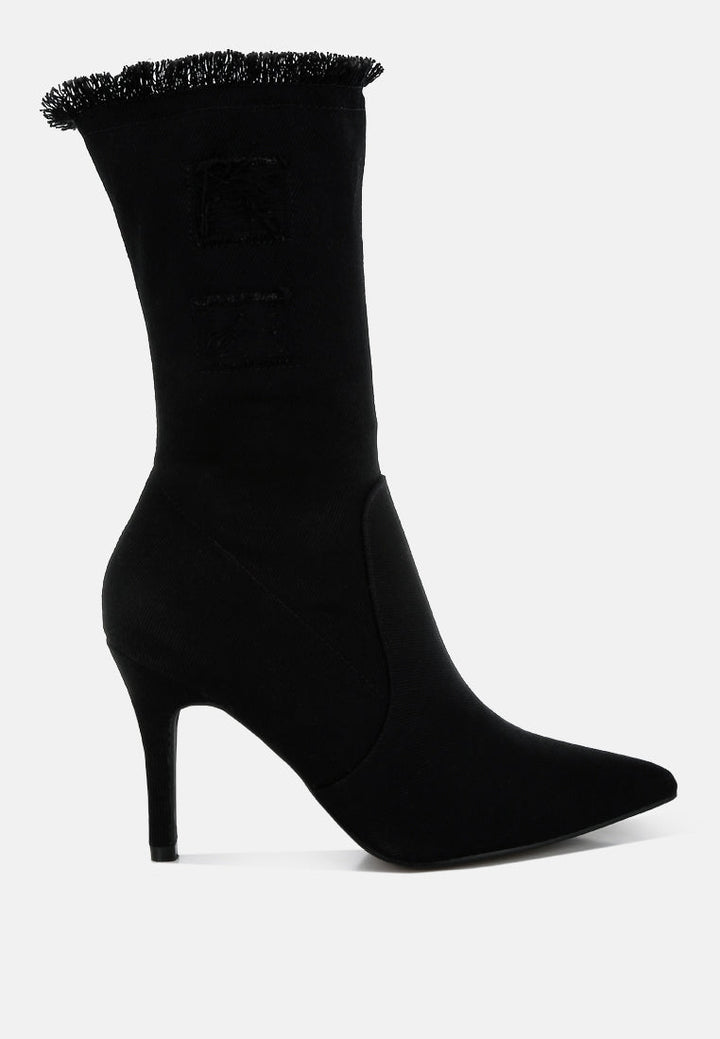 distressed denim mid-calf boots by ruw#color_black-denim