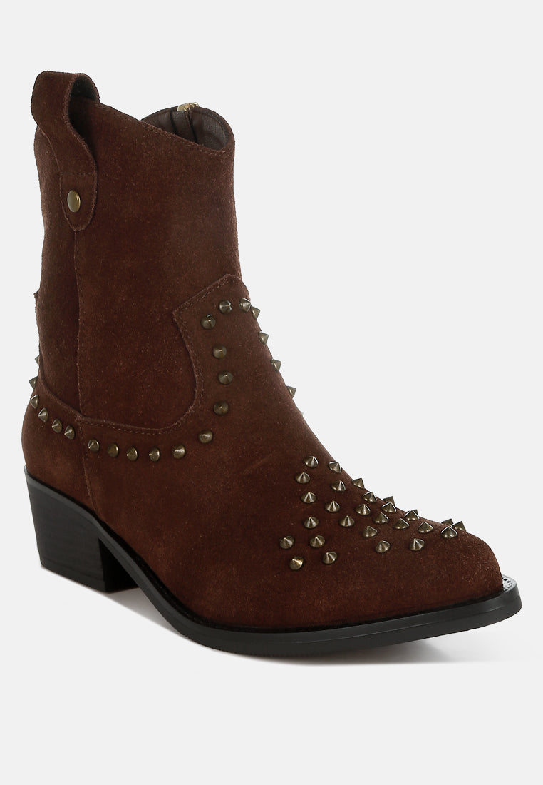 studs embellished cowboy boots by ruw#color_brown