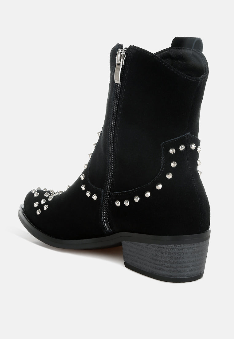 studs embellished cowboy boots by ruw#color_black