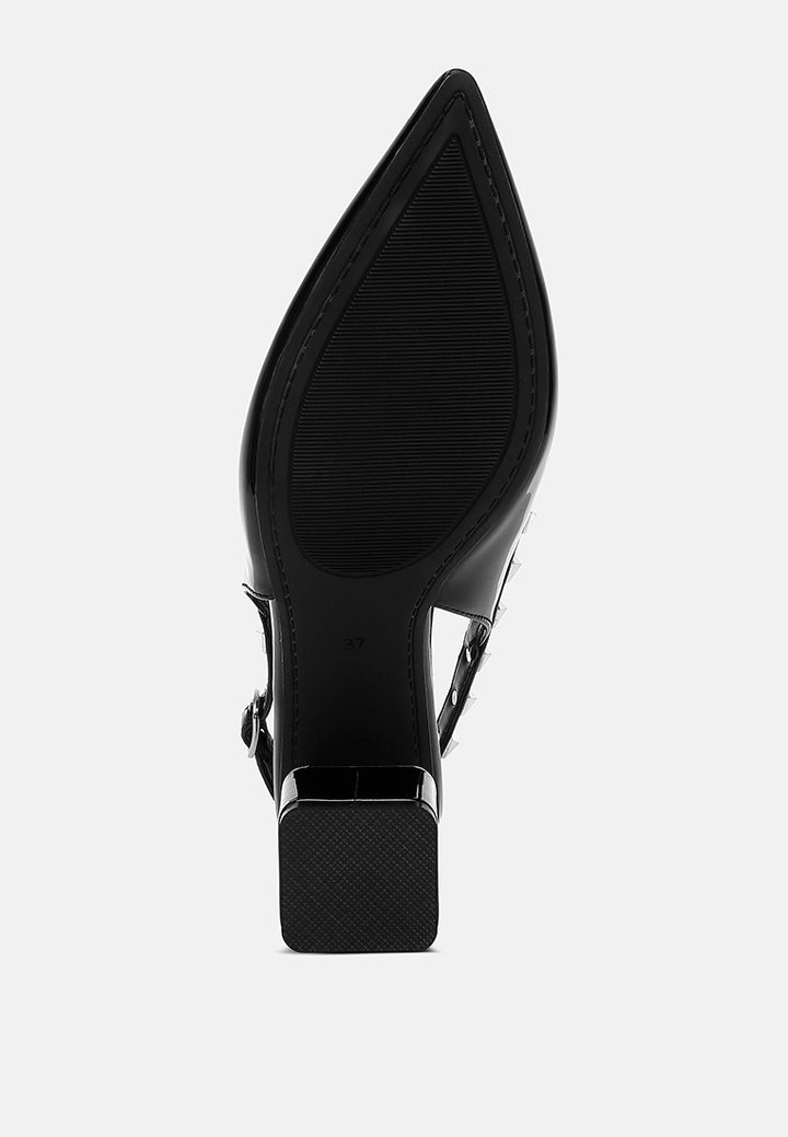 stud embellished slingback sandals by ruw#color_black
