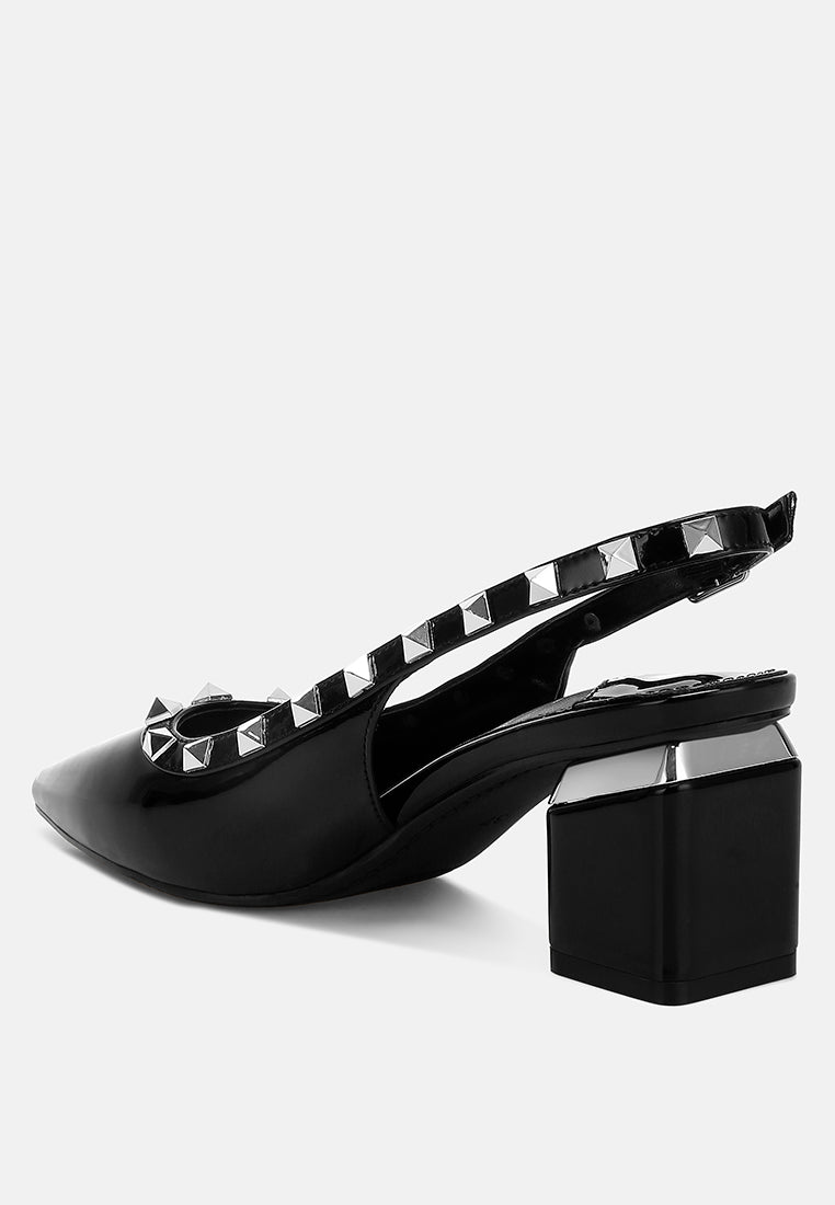 stud embellished slingback sandals by ruw#color_black