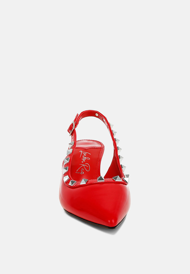 stud embellished slingback sandals by ruw#color_red