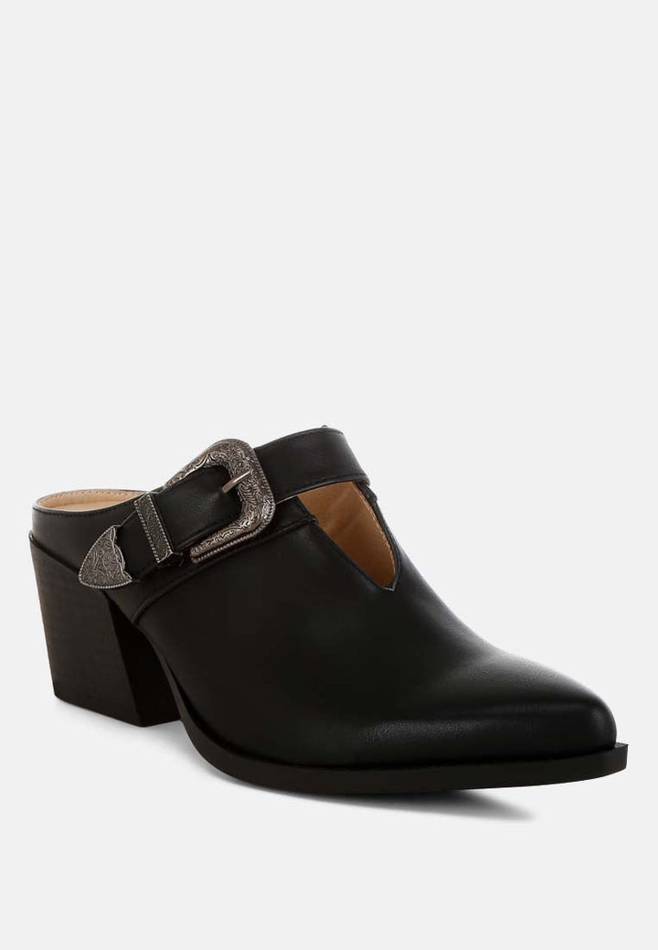 carved buckle statement mules by ruw#color_black