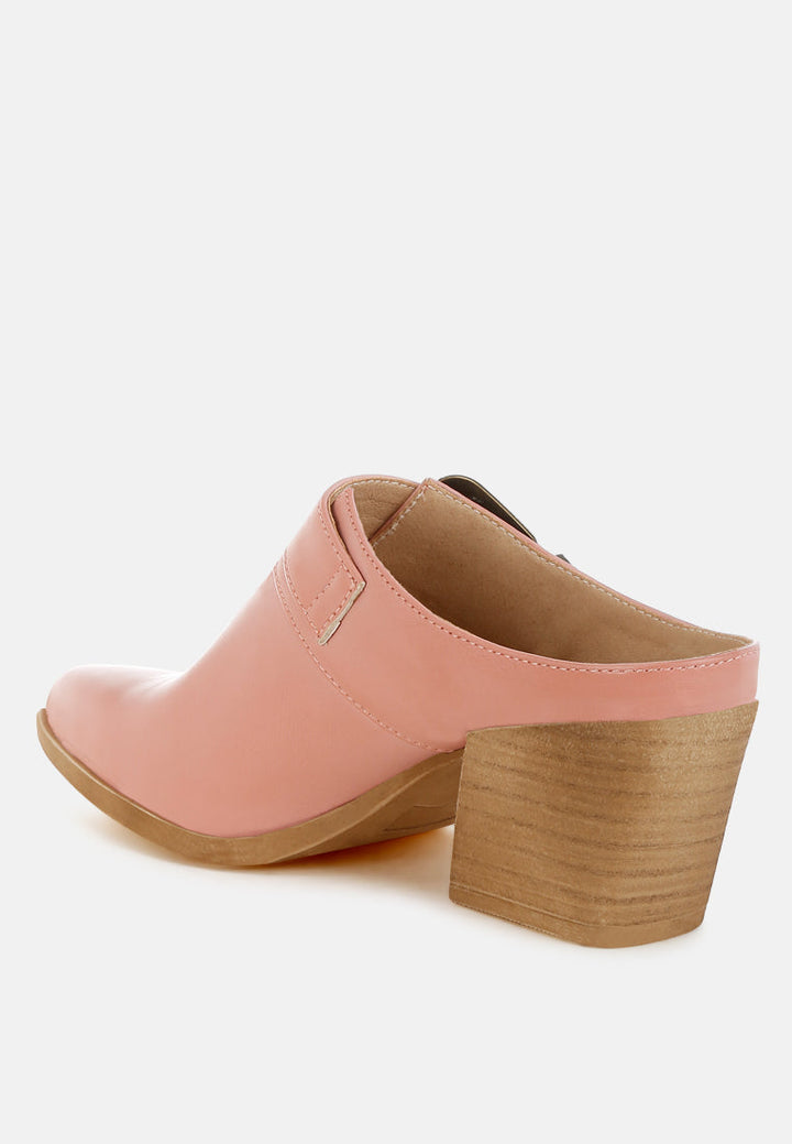 carved buckle statement mules by ruw#color_pink