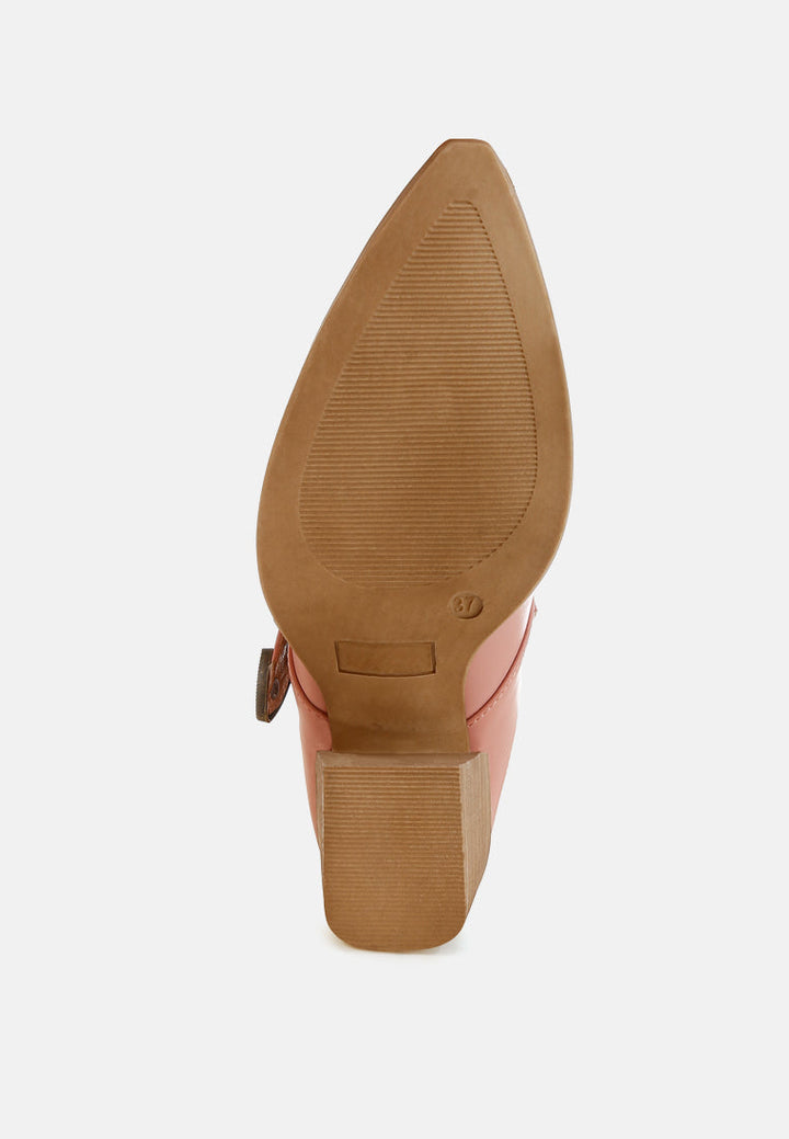 carved buckle statement mules by ruw#color_pink