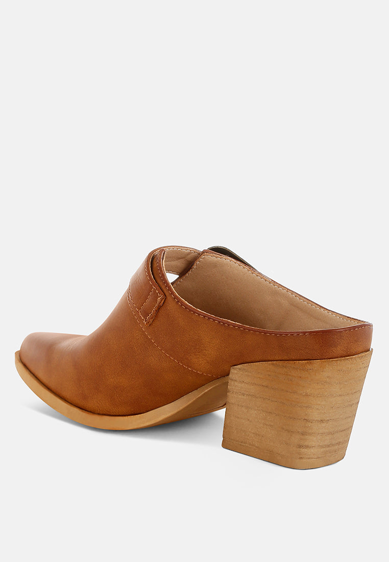 carved buckle statement mules by ruw#color_tan