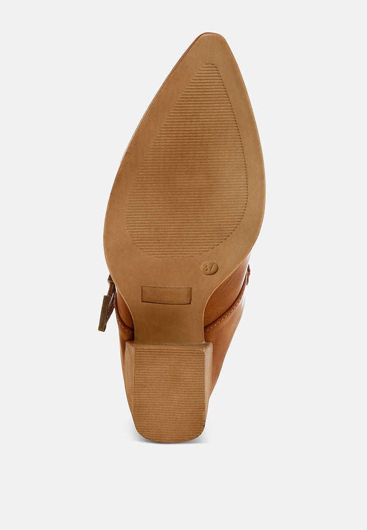 carved buckle statement mules by ruw#color_tan