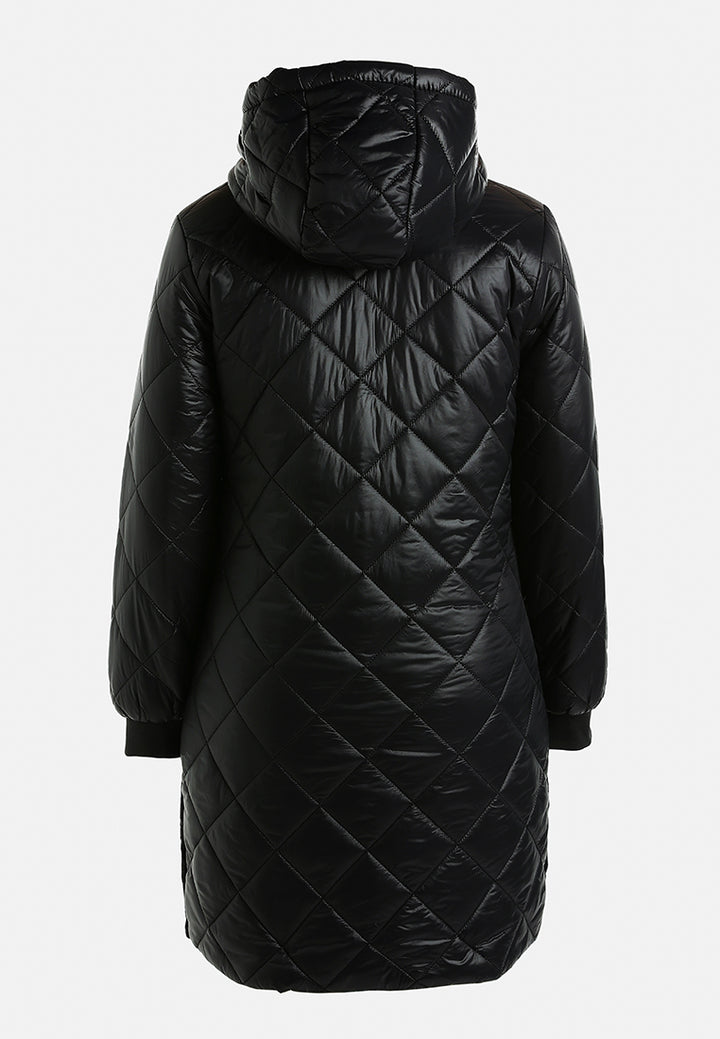 hooded longline quilted jacket by ruw#color_black