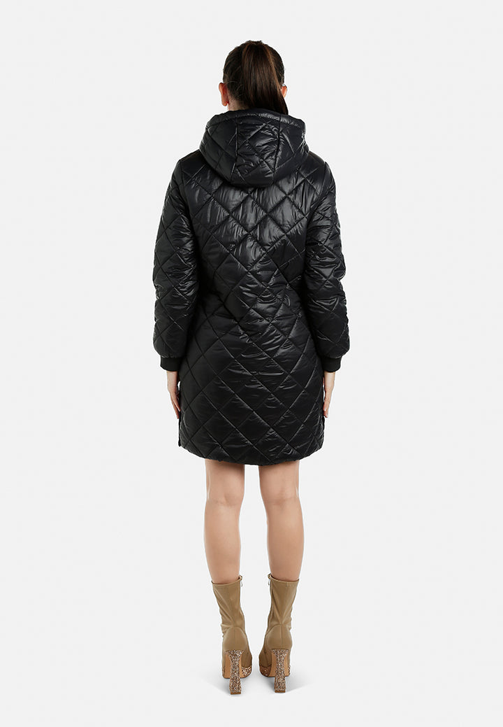 hooded longline quilted jacket by ruw#color_black