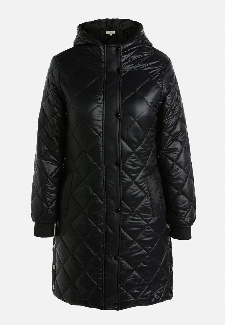 hooded longline quilted jacket by ruw#color_black