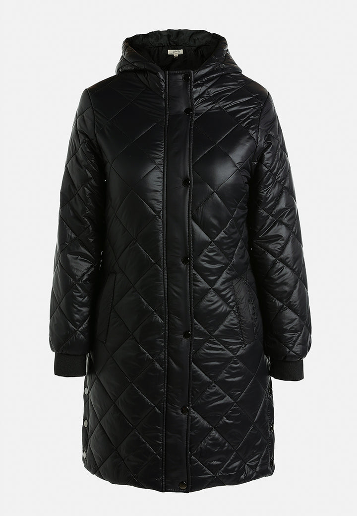 hooded longline quilted jacket by ruw#color_black
