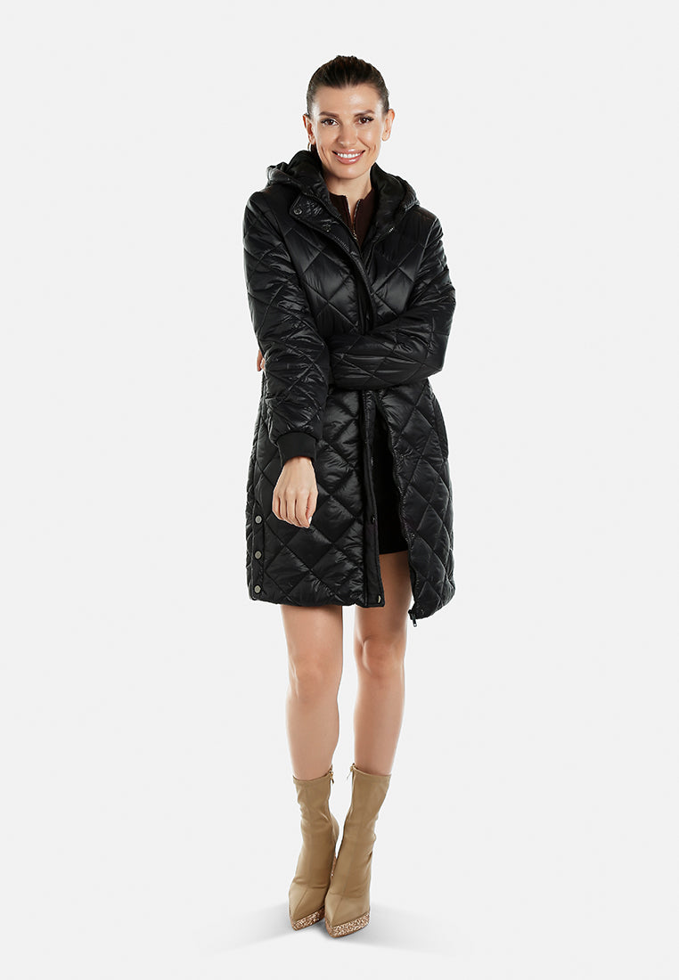 hooded longline quilted jacket by ruw#color_black