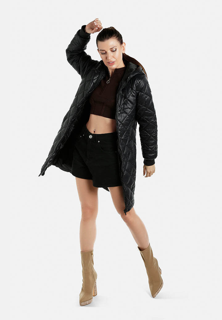 hooded longline quilted jacket by ruw#color_black
