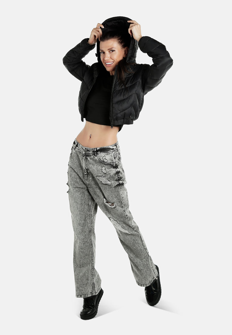 hooded puffer jacket#color_black