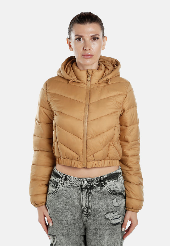 hooded puffer jacket#color_camel