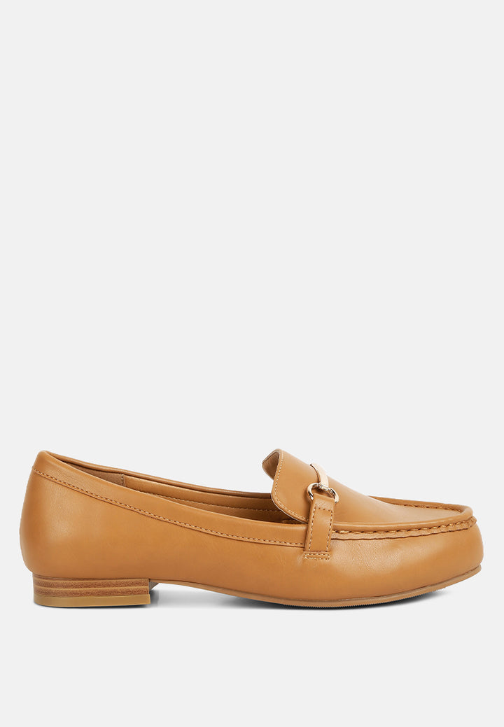 horsebit faux leather loafers#color_cognac