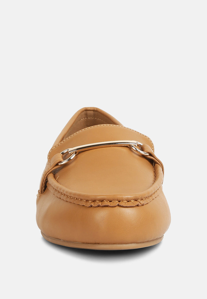 horsebit faux leather loafers#color_cognac