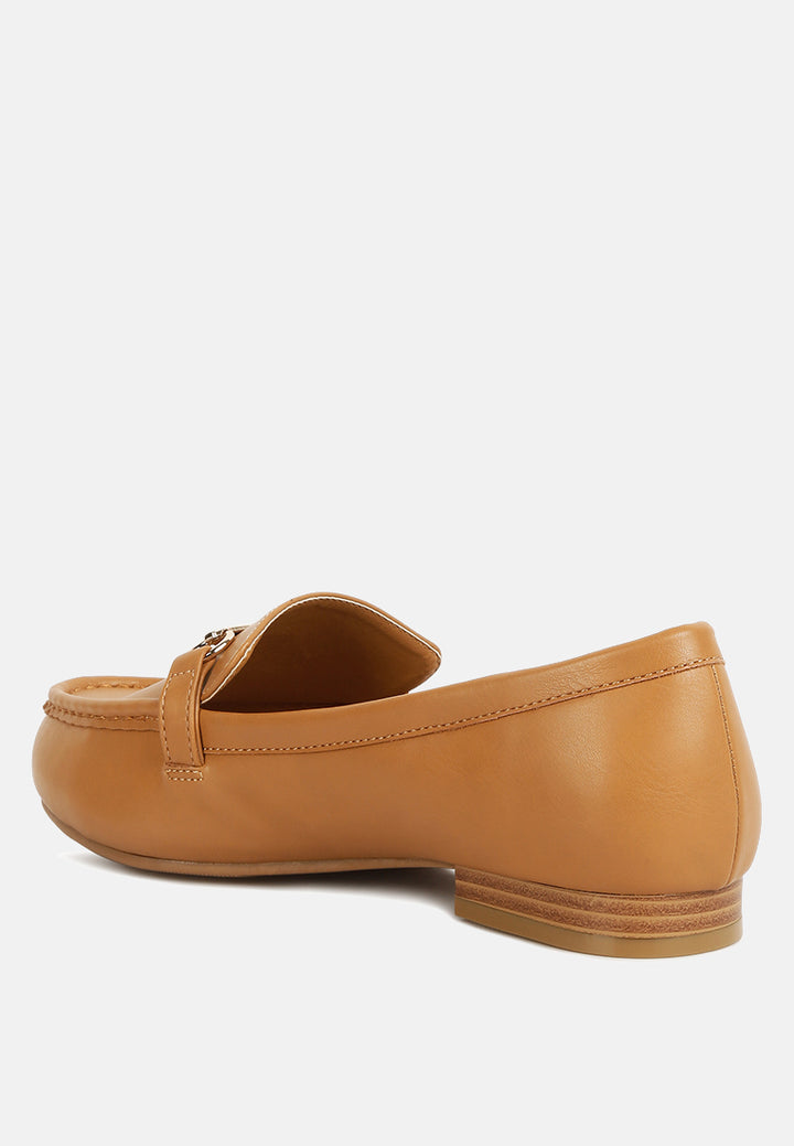 horsebit faux leather loafers#color_cognac