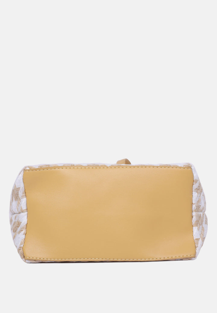 houndstooth pattern handbag#color_yellow