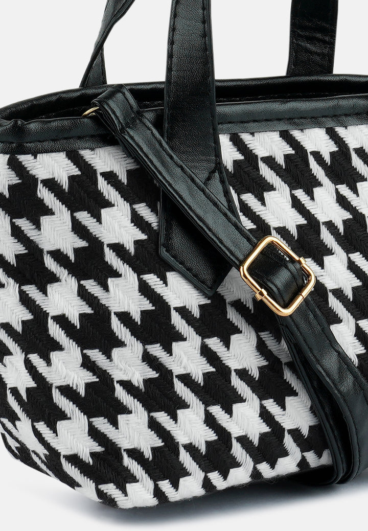 houndstooth pattern handbag#color_black