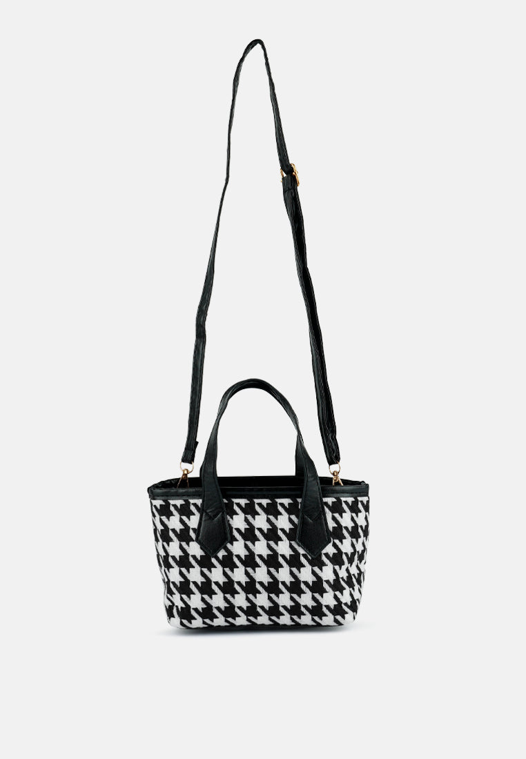houndstooth pattern handbag#color_black