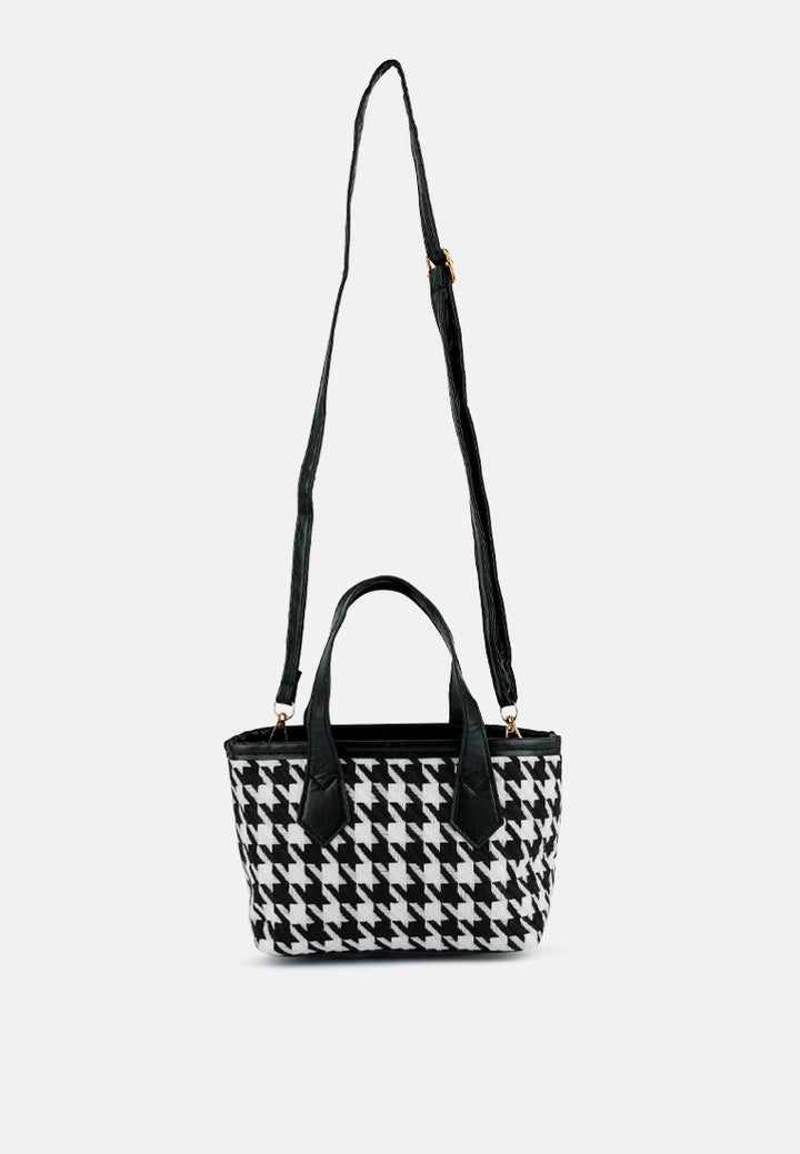 houndstooth pattern handbag#color_black