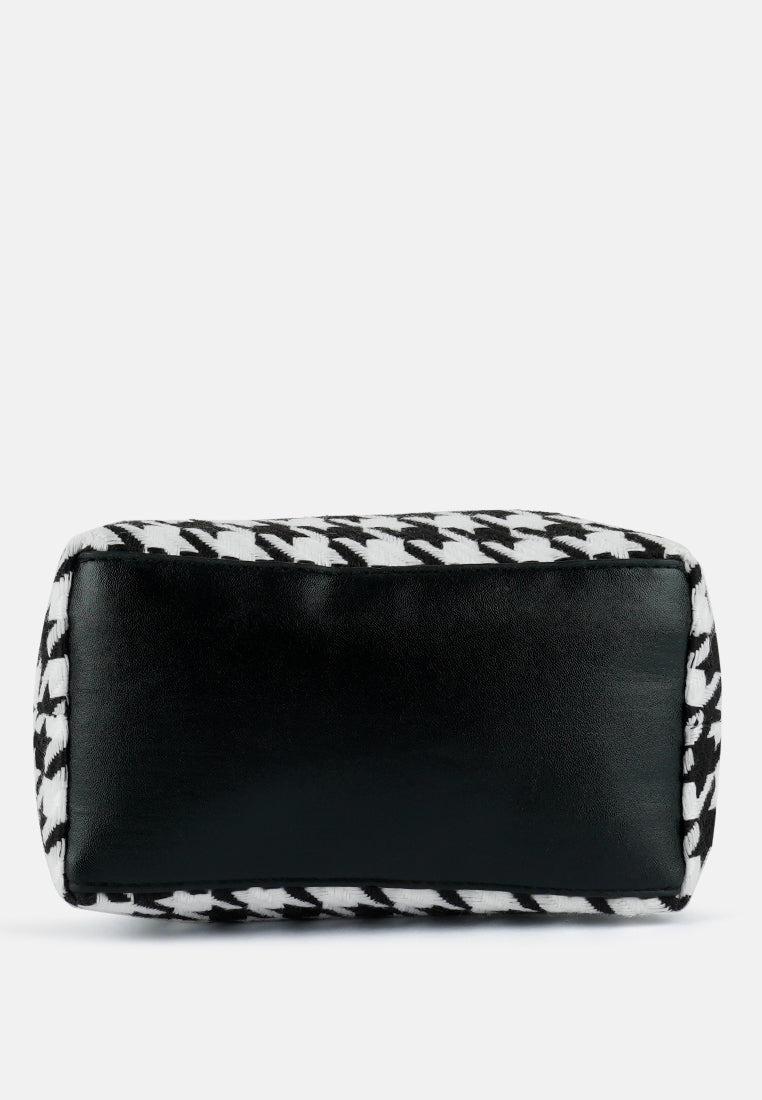 houndstooth pattern handbag#color_black