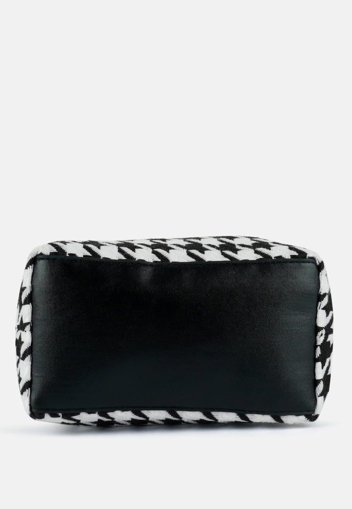 houndstooth pattern handbag#color_black