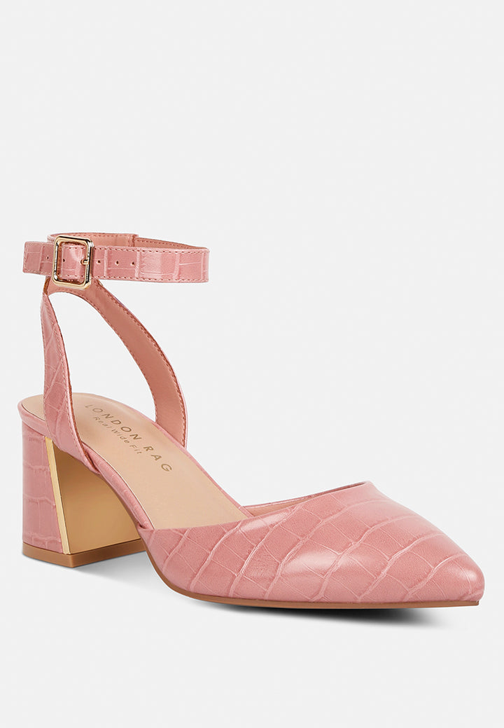 hyatt metallic sling block heel sandals#color_pink