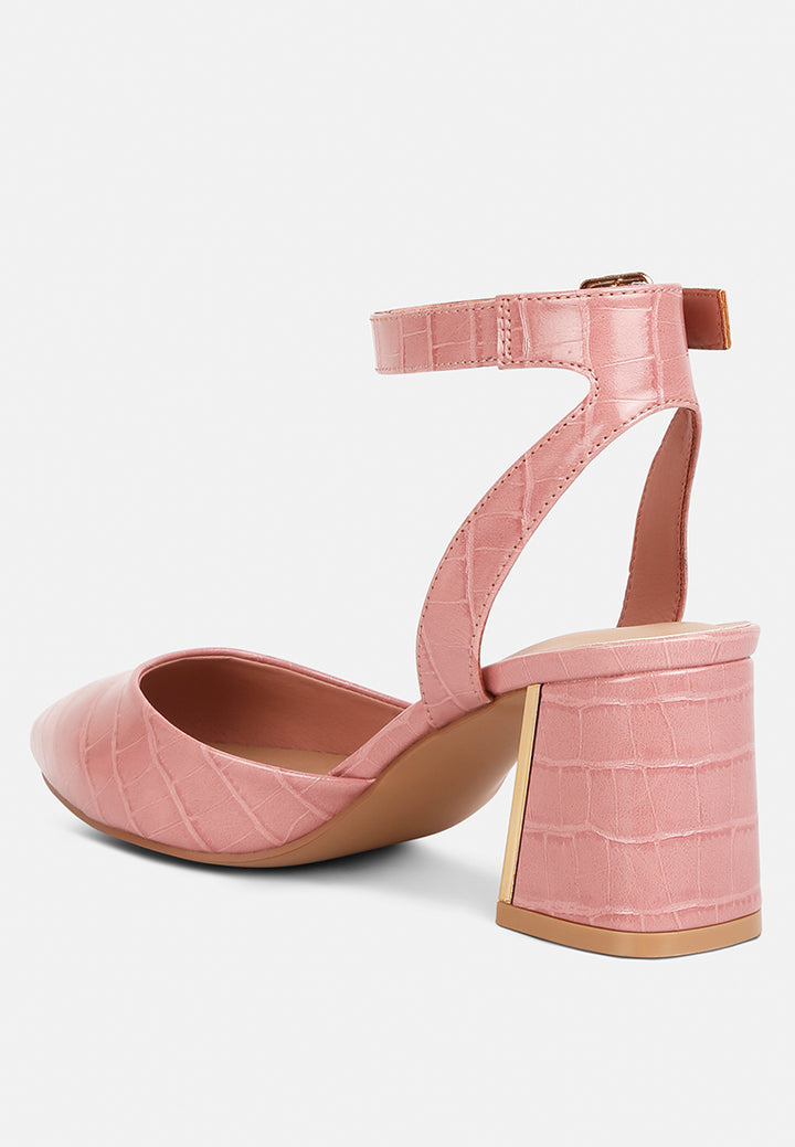 hyatt metallic sling block heel sandals#color_pink