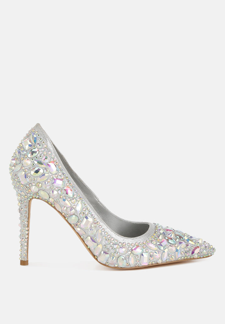 diamante & rhinestone embellishments pumps by ruw#color_silver