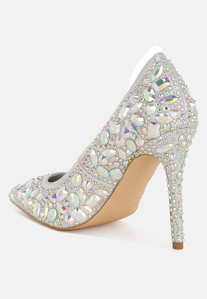 diamante & rhinestone embellishments pumps by ruw#color_silver