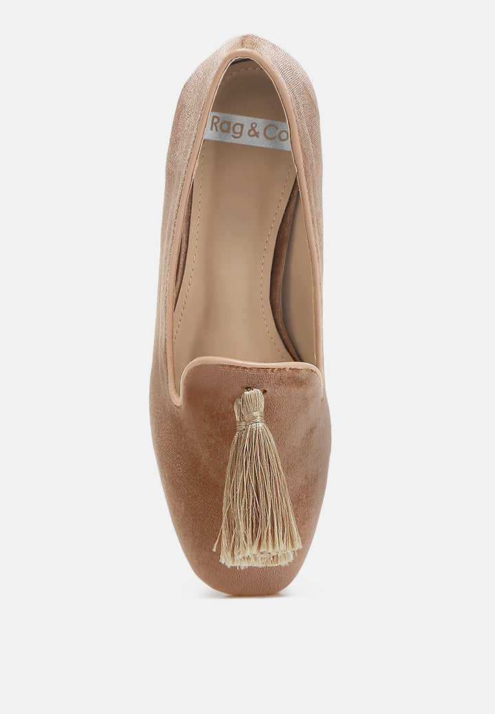 iconic tassel detail velvet loafers by ruw#color_beige
