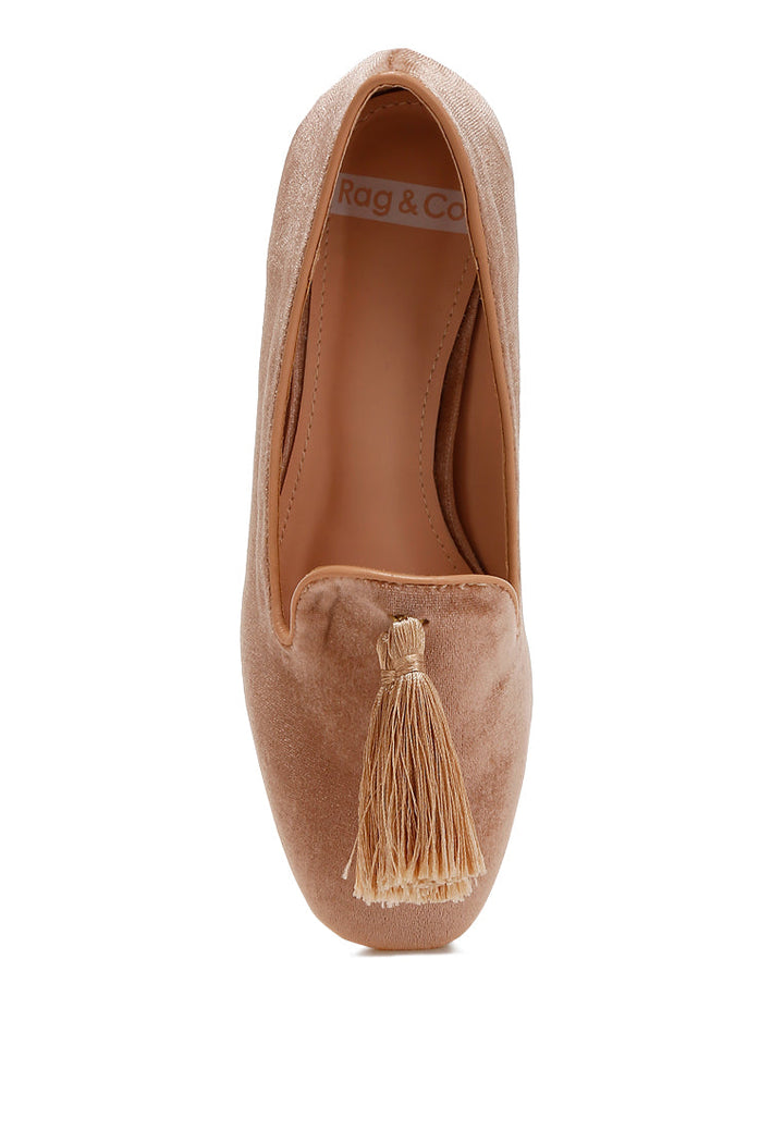 iconic tassel detail velvet loafers by ruw#color_beige