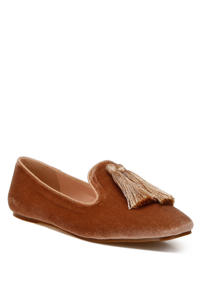 iconic tassel detail velvet loafers by ruw#color_beige