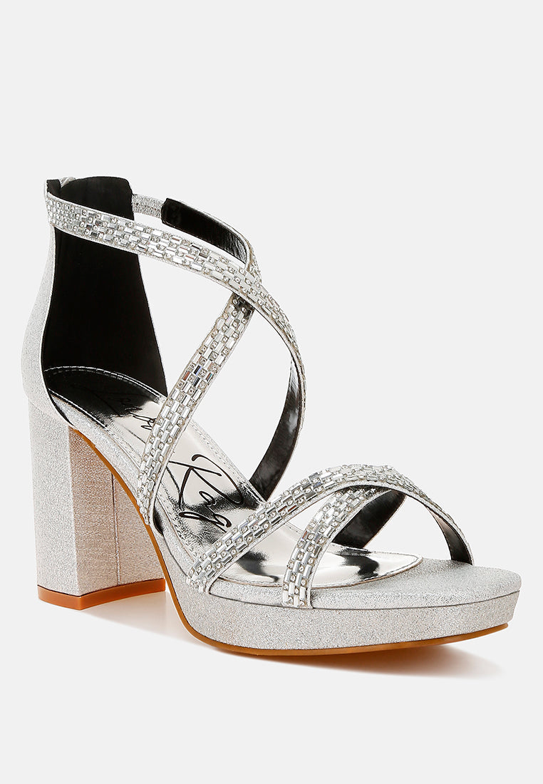 rhinestones embellished strappy sandals by ruw#color_silver