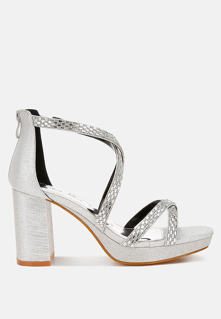 rhinestones embellished strappy sandals by ruw#color_silver