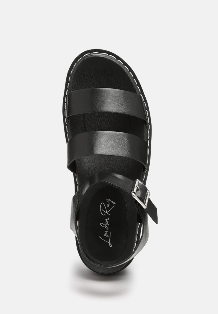 black jim dual strap platforms with buckle Closure#color_black