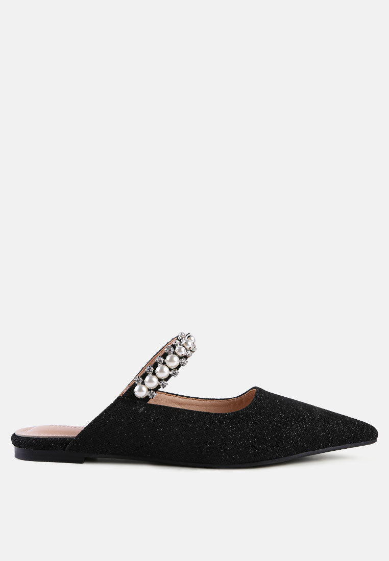 geode pearl embellished slip on mules by ruw#color_black