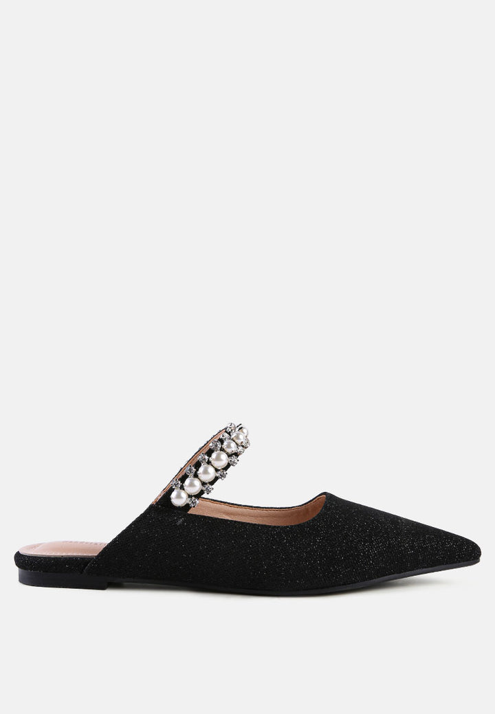 geode pearl embellished slip on mules by ruw#color_black