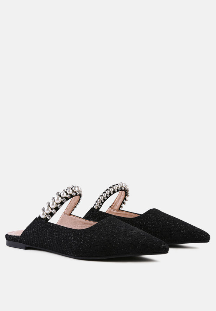 geode pearl embellished slip on mules by ruw#color_black