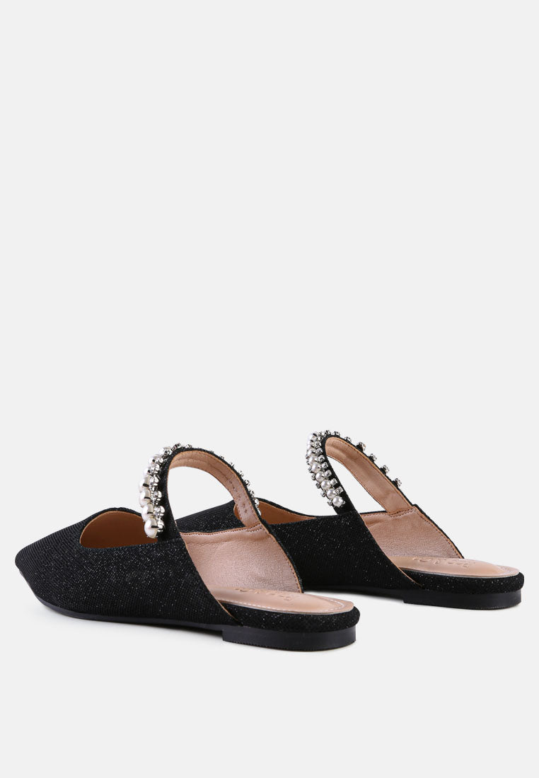 geode pearl embellished slip on mules by ruw#color_black