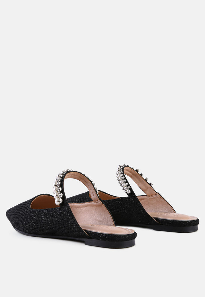 geode pearl embellished slip on mules by ruw#color_black