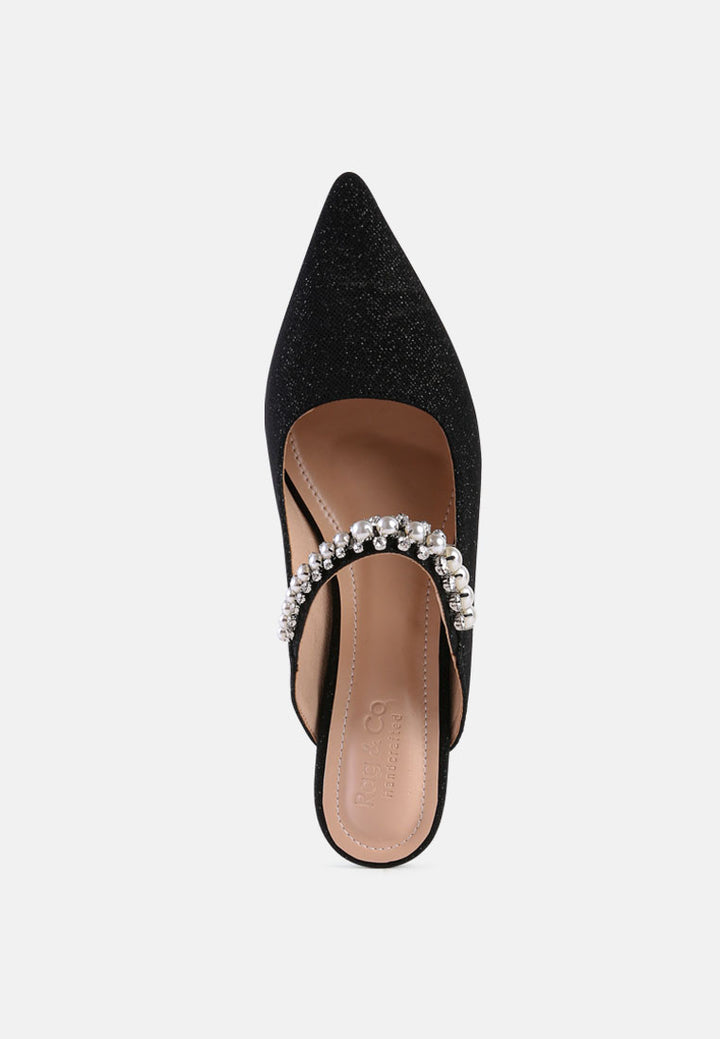 geode pearl embellished slip on mules by ruw#color_black
