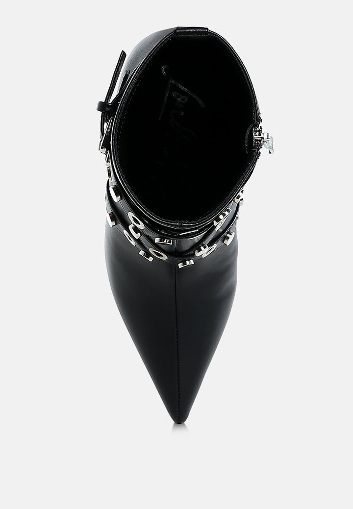 jacinta slim flared heel strappy boots#color_black