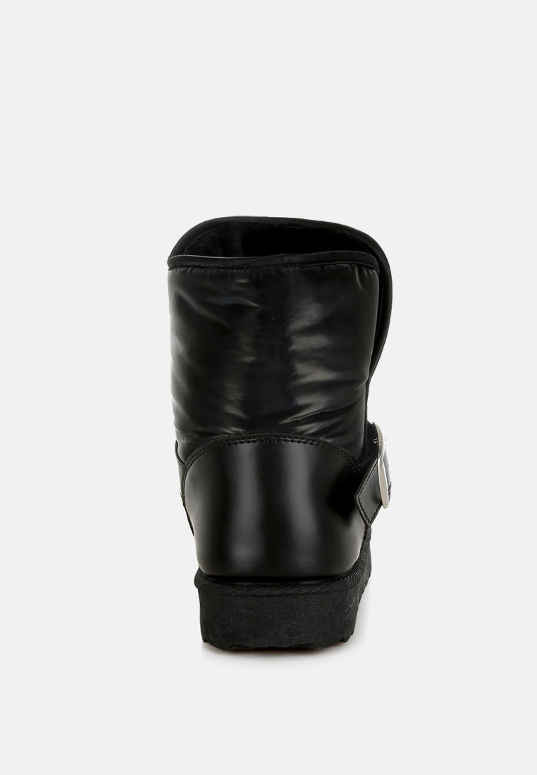 buckle strap puffy ankle boots by ruw#color_black