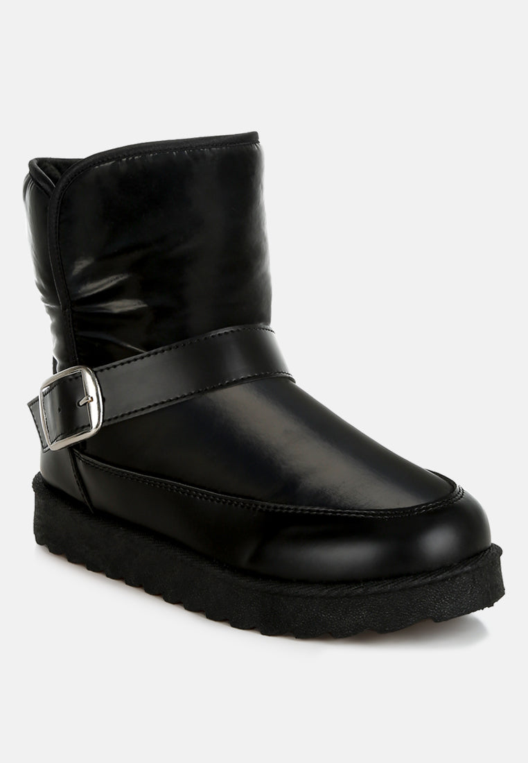 buckle strap puffy ankle boots by ruw#color_black