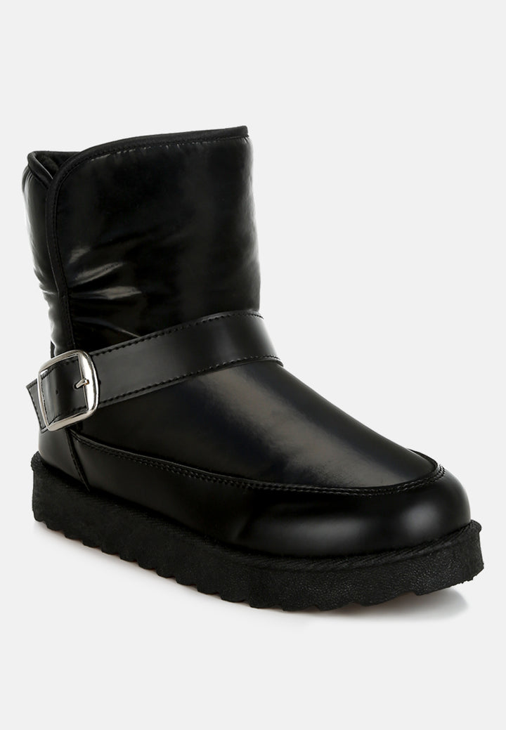 buckle strap puffy ankle boots by ruw#color_black