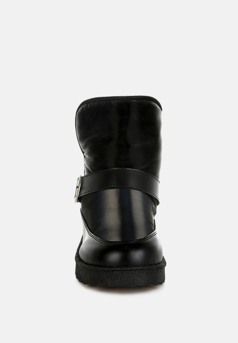 buckle strap puffy ankle boots by ruw#color_black